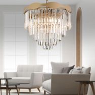 Apliqa İngrid 6'lı Eskitme Kristalli Taşlı Modern Tasarım Kristal Salon Avize