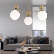 Apliqa Kuvars 3'lü Eskitme Beyaz Camlı Modern Koridor Yatak Odası Salon Avize