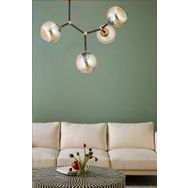 Apliqa Liva 4 Lü Siyah Eskitme Salon Avize