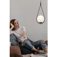 Apliqa Mirza Tekli Siyah Sarkıt Beyaz Camlı Modern Avize
