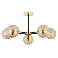 Apliqa Nide 3 Lü Siyah Gold Bal Camlı Salon Avize