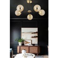 Apliqa Nide 5 Li Siyah Gold Bal Camlı Salon Avize