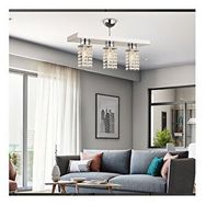 Apliqa Peter 3'lü Sıralı Krom Kristalli Taşlı Modern Tasarım Kristal Salon Avize