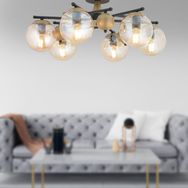 Apliqa Peyda 6'lı Siyah Eskitme Bal Camlı Modern Koridor Yatak Odası Salon Avize