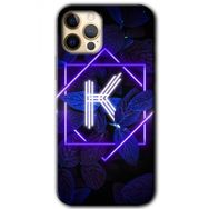Apple iPhone 11 Pro Max Dark Neon Yaprak K Harfi Baskılı Uyumlu Silikon Kılıf
