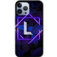 Apple iPhone 11 Pro Max Dark Neon Yaprak L Harfi Baskılı Uyumlu Silikon Kılıf