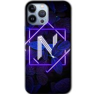 Apple iPhone 11 Pro Max Dark Neon Yaprak N Harfi Baskılı Uyumlu Silikon Kılıf