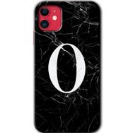 Apple iPhone 11 Siyah Mermer Desenli Ö Harfi Baskılı Uyumlu Silikon Kılıf