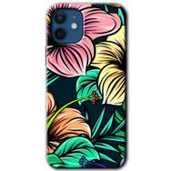 Apple iPhone 12 Mini Çizim Çiçekler Baskılı Uyumlu Silikon Kılıf