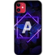 Apple iPhone 12 Mini Dark Neon Yaprak A Harfi Baskılı Uyumlu Silikon Kılıf