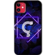 Apple iPhone 12 Mini Dark Neon Yaprak C Harfi Baskılı Uyumlu Silikon Kılıf
