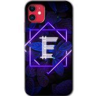 Apple iPhone 12 Mini Dark Neon Yaprak E Harfi Baskılı Uyumlu Silikon Kılıf