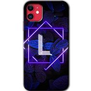Apple iPhone 12 Mini Dark Neon Yaprak L Harfi Baskılı Uyumlu Silikon Kılıf