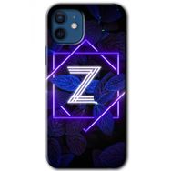 Apple iPhone 12 Mini Dark Neon Yaprak Z Harfi Baskılı Uyumlu Silikon Kılıf