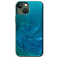 Apple iPhone 13 Mavi Aura Baskılı Uyumlu Silikon Kılıf