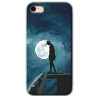 Apple iPhone 7 Dolunay Yalnızlık Baskılı Uyumlu Silikon Kılıf