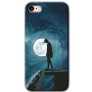 Apple iPhone 8 Dolunay Yalnızlık Baskılı Uyumlu Silikon Kılıf