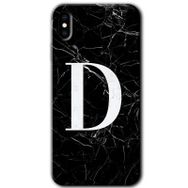 Apple iPhone X Beyaz Mermer Desenli U Harfi Baskılı Uyumlu Silikon Kılıf