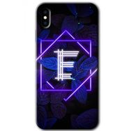 Apple iPhone X Dark Neon Yaprak E Harfi Baskılı Uyumlu Silikon Kılıf