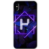Apple iPhone X Dark Neon Yaprak H Harfi Baskılı Uyumlu Silikon Kılıf