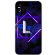 Apple iPhone X Dark Neon Yaprak L Harfi Baskılı Uyumlu Silikon Kılıf