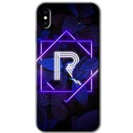 Apple iPhone X Dark Neon Yaprak R Harfi Baskılı Uyumlu Silikon Kılıf
