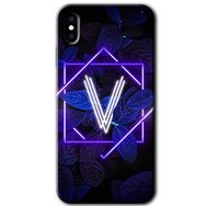 Apple iPhone X Dark Neon Yaprak V Harfi Baskılı Uyumlu Silikon Kılıf