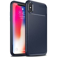 Apple Iphone X Negro Karbon-Lacivert Silikon Kılıf