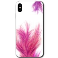 Apple iPhone X Pembe Tüy Baskılı Uyumlu Silikon Kılıf