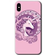 Apple iPhone XS Unicorn Pembe Baskılı Uyumlu Silikon Kılıf