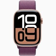 Apple Watch Series 10 GPS+Cellular 46 mm Rose Altın Alüminyum Kasa Kırmızı Erik Spor Loop Kordon Akıllı Saat