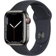 Apple Watch Series 7 41 mm Grafit GPS + Cellular Paslanmaz Çelik Kasa Spor Kordon Akıllı Saat Teşhir- Outlet
