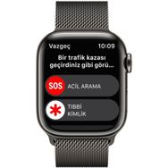 Apple Watch Series 8 41 mm Grafit GPS + Cellular Paslanmaz Çelik Kasa Grafit Milano Loop Kordon Akıllı Saat Teşhir- Outlet