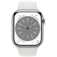 Apple Watch Series 8 Gps + Cellular 45 mm Gümüş Alüminyum Kasa Beyaz Spor Kordon Akıllı Saat