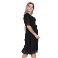 Apsen Textile 4257-110 Bağlama Detaylı Siyah Kadın Midi Şifon Elbise