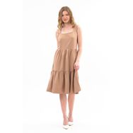 Apsen Textile 4327-100 Askılı Eteği Fırfırlı Camel Kadın Midi Elbise
