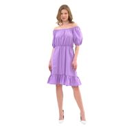 Apsen Textile 4367-95 Beli Lastikli Tery Coton Elbise Lila Kadın Elbise