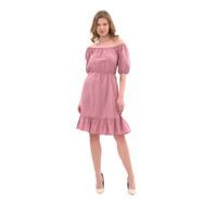 Apsen Textile 4367-95 Beli Lastikli Tery Coton Elbise Pudra Kadın Elbise