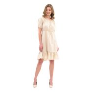 Apsen Textile 4367-95 Beli Lastikli Tery Coton Elbise Taş Kadın Elbise