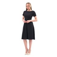 Apsen Textile 4442-110 Bisiklet Yaka Midi Siyah Kadın Krep Elbise