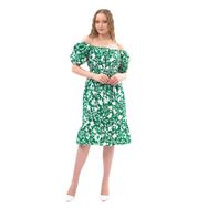 Apsen Textile 4473/105 Zümrüt Yeşili Kayık Yaka Kadın Cotton Elbise