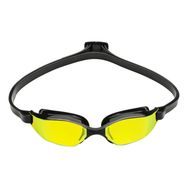 Aqua Sphere XCEED Yetişkin Yüzme Gözlüğü - Kavisli Lens Teknolojisi, Ayarlanabilir Burun Köprüsü - Performans Yüzücüleri için İdeal Partner - Sarı Titanyum Ayna Lens/Siyah Çerçeve