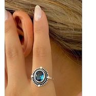 Aquamarine Taş Otantik Üst Kalite 925 Ayar Gümüş Yüzük