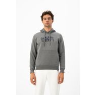 Ar-ma Erkek Kapşonlu Sweatshirt Yazi Baskili Kanguru Cepli Örme Kumaş Büyük Beden%70 Pamuk%30 Polyester 30/1 Şardonlu Üç İplik K24254884301 Gri-G1
