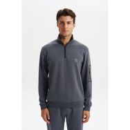 Ar-ma Erkek Yarim Fermuar Sweatshirt Baskisiz Basic Sol Kol Fermuar Cepli Örme Kumaş Slim Fit%80 Pamuk%14 Polyester%6 Elastan Scuba İnterlok K30404685702 Gri-G3