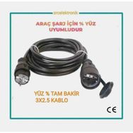 Arac Şarjı Için (10-40 Metre Arasi) 3x2.5 Ttr Hes Veya Öznur Kablo Tam Bakir Uzatma Seyyar Kablo - 30 METRE