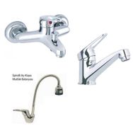 Arçe Mix Spiralli Evye + Sabit Lavabo Ve Banyo Bataryası