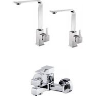 Arçe Siyah Mutfak Evye Banyo Lavabo Batarya Seti