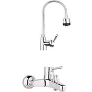 Arçe Spiralli Eviye ve Çubuk Kollu Mix Banyo Bataryası