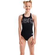 Arena 006680501 Graphic Swimsuit V Back Siyah Kız Çocuk Mayo
